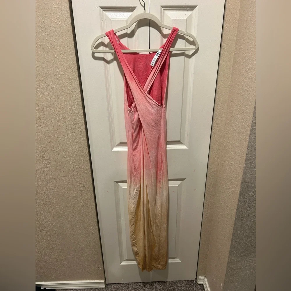 Zara Linen Blend Tie Dye Midi Dress Resort Beachy Summer, size XS - Picture 10 of 11
